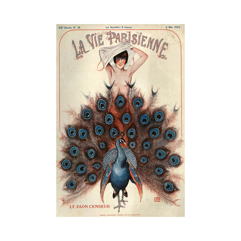 1925 La Vie Parisienne Magazine Cover 1 Piece Wrapped Canvas Painting, 30.48 cm H x 45.72 cm W