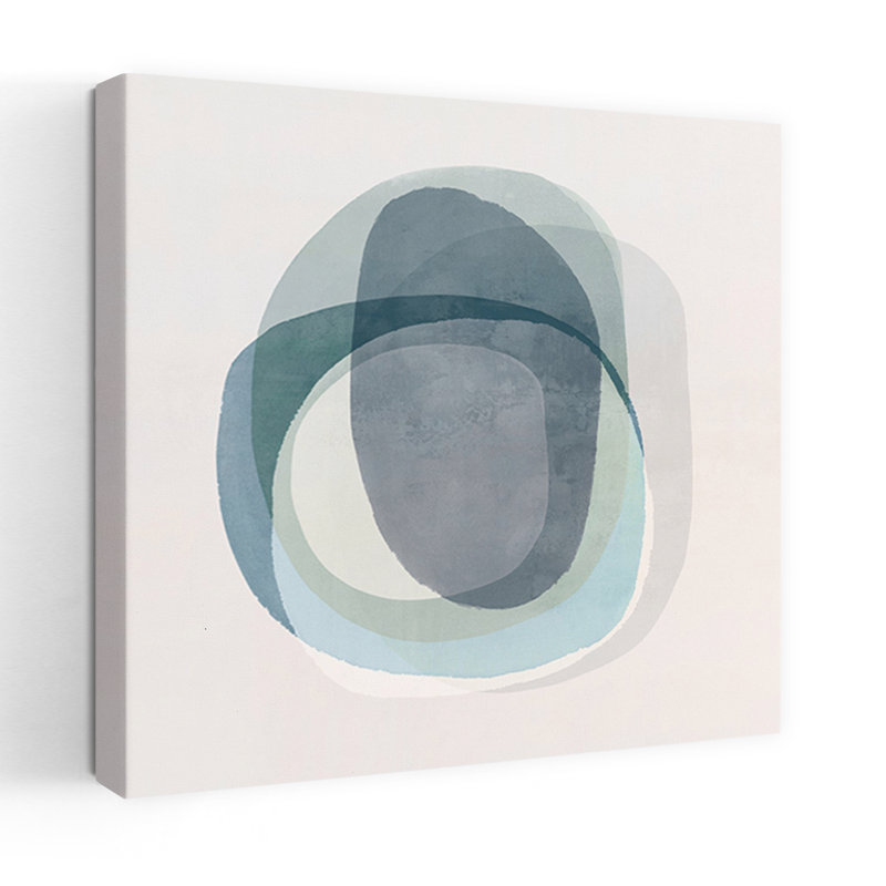 Art mural abstrait contemporain surplombant le calme aux teintes douces, H 36 po x l 36 po, Bleu