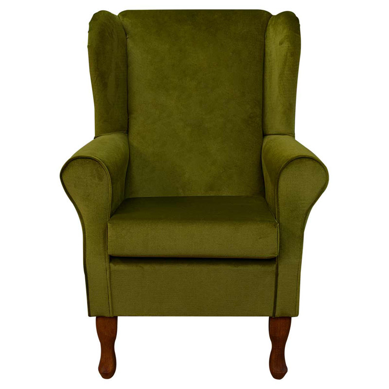Green Velvet Wingback Armchair