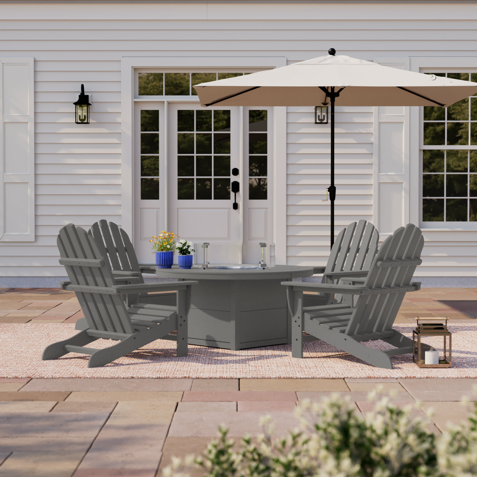 POLYWOOD® Classic Adirondack 4-Person Patio Seating Group, Slate Gray