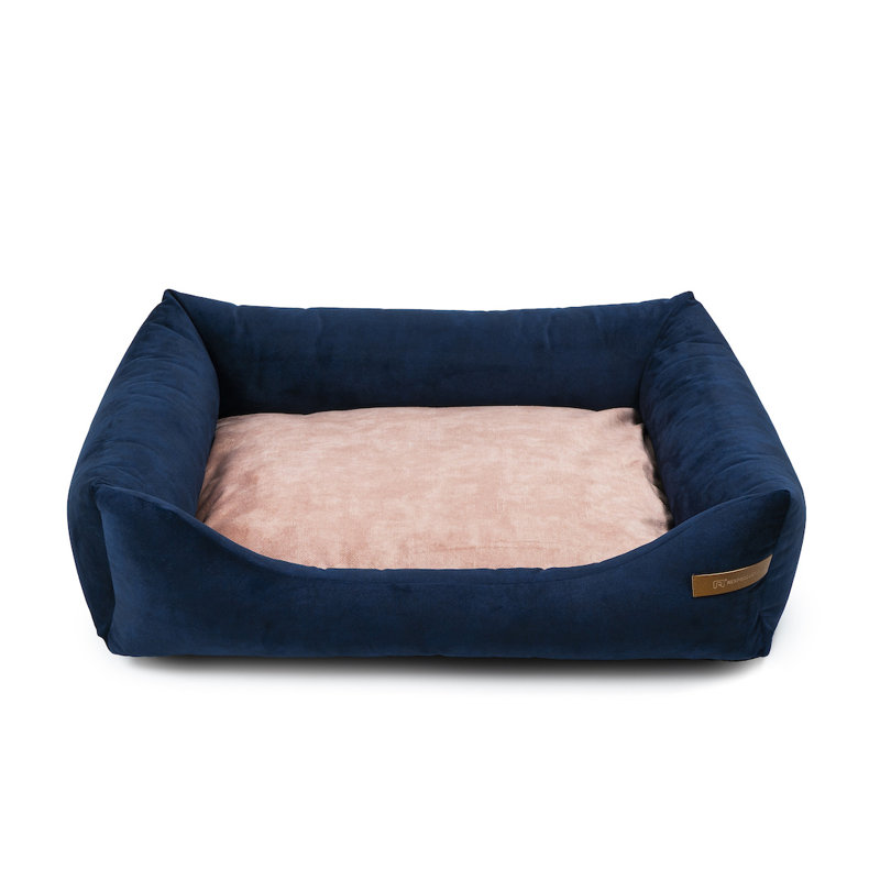 Orthopedic Memory Foam Pet Bed, 15cm H x 65cm W x 75cm D, Dark Blue/Pink
