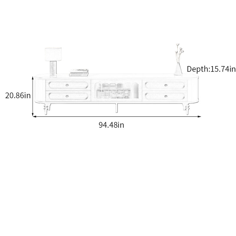 Meuble télé avec rangement Minimalist, Brun, H 20,86 po x L 94,48 po x l 15,74 po