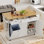 Table mobile pour îlot de cuisine 55 "avec abattant, support à épices et porte-serviettes GarveeHome