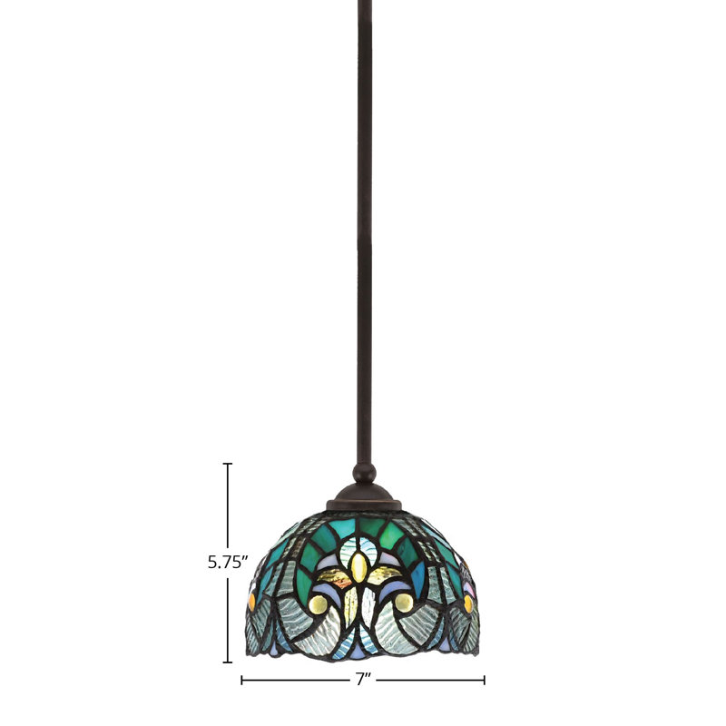 Mini-luminaire suspendu suspendu Zilo, fini granit foncé avec verre de 7 po, Granit foncé