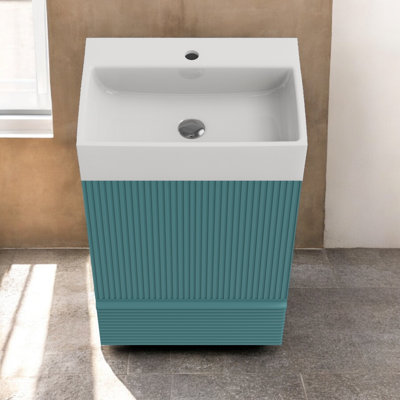Ensemble de meuble-lavabo simple rayé 20 po avec lavabo en céramique, assemblage requis
