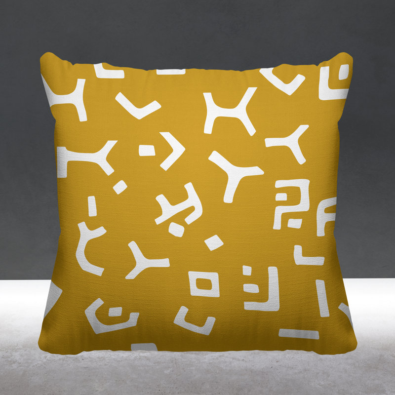 Coussin décoratif intérieur / extérieur Adanya, L 15 po x H 15 po, Jaune