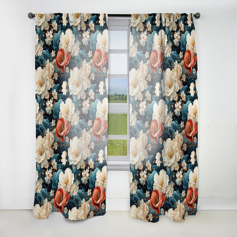 Kimono Whispers IV - Rideau oriental - Velours obscurcissant - 1 panneau, L 52 po x L 63 po