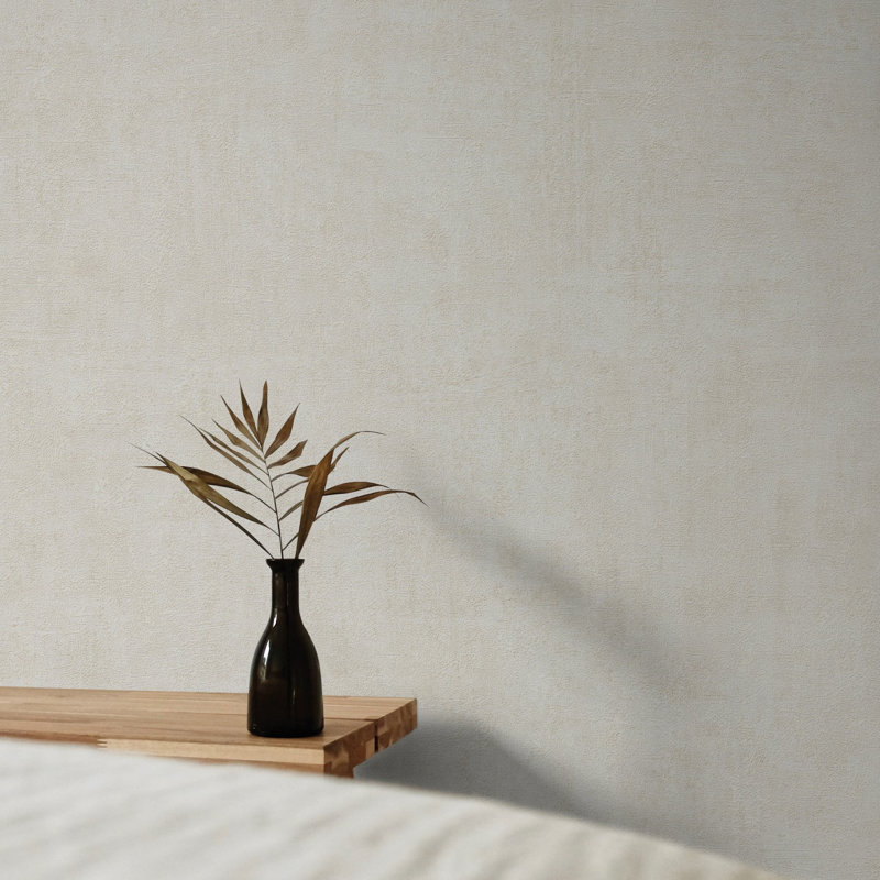 Orom II Collection Patinated Plain Wallpaper Roll, Cream