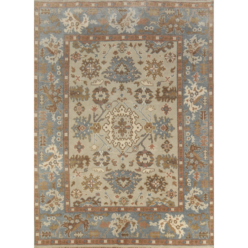 Tapis indien géométrique en laine Oushak 8 x 10