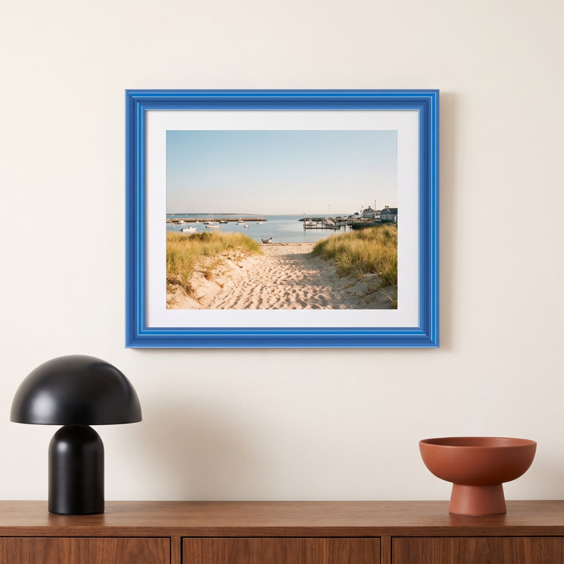 Lilli Wood Beveled Picture Frame with Mat, Blue, 8" x 10", 16" x 20"