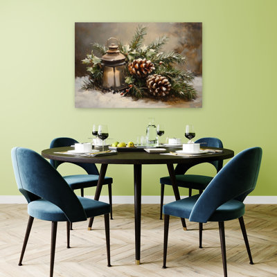 «Snowy Winter Lantern», impression d'art mural pin rustique serein, nature, hiver
