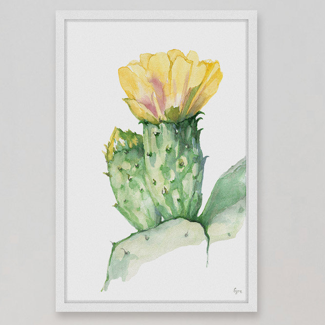 « prickly poirier cactus », reproduction de peinture à l’aquarelle encadrée, H 18 po x l 12 po x P 1,5 po