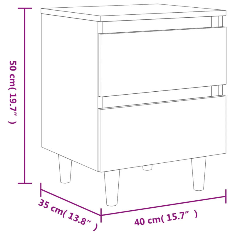 Liesl 40cm W Manufactured Wood Bedside Table, Concrete Grey
