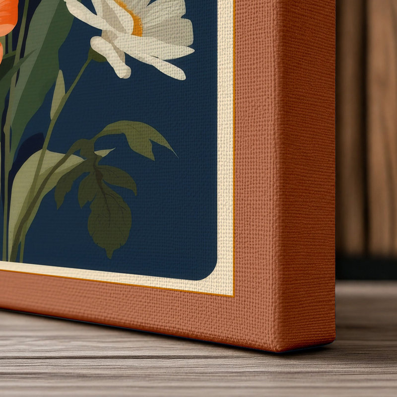 Flowering Stems Study Botanical - Wrapped Canvas, 36x24 - 91.4 x 61.0 cm, Terracotta Border
