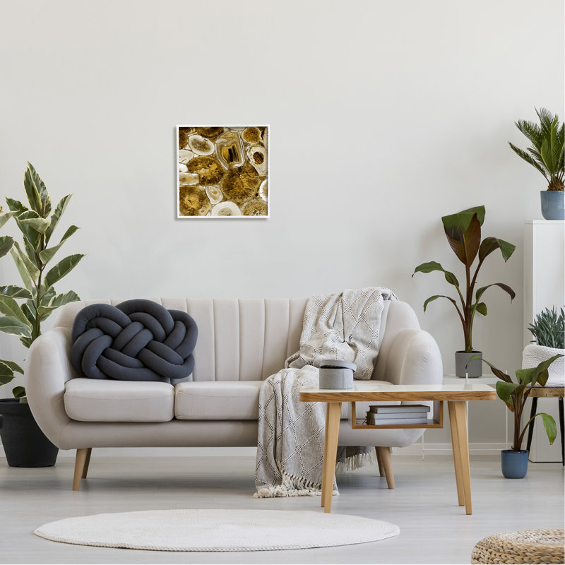 «Agate in Gold Abstract Geodes» par Danielle Carson - cadre flottant, impression sur bois, H 17 po x l 17 po x P 1,5 po