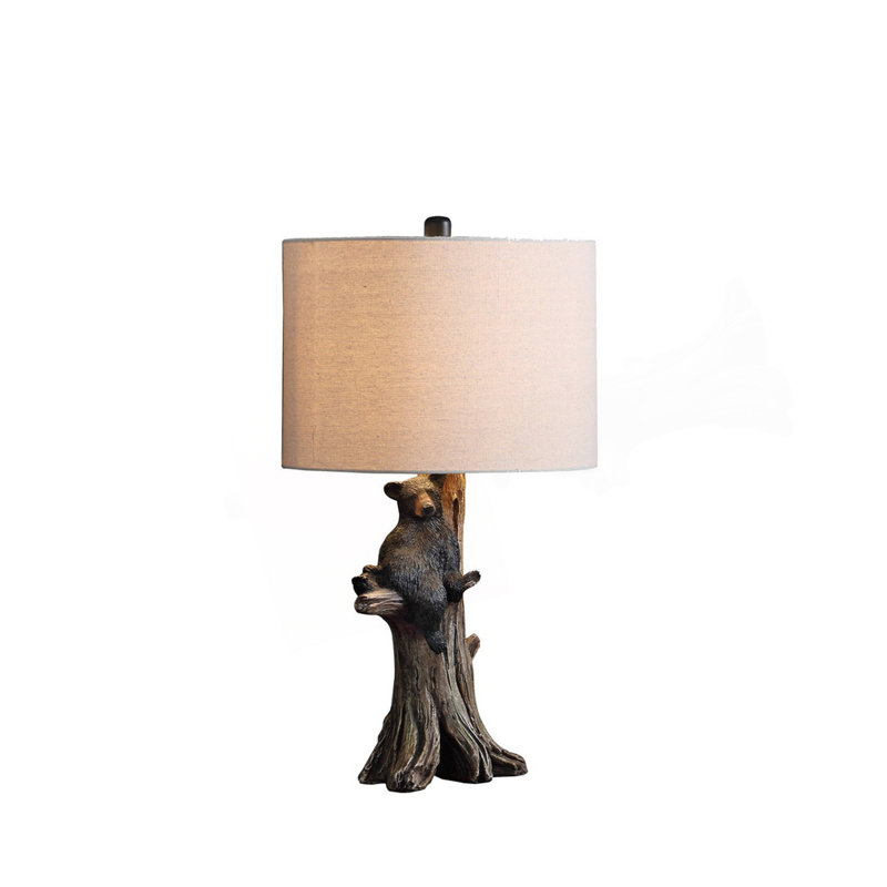 Lampe de table en polyrésine 24,75 po Ours noir sur arbre