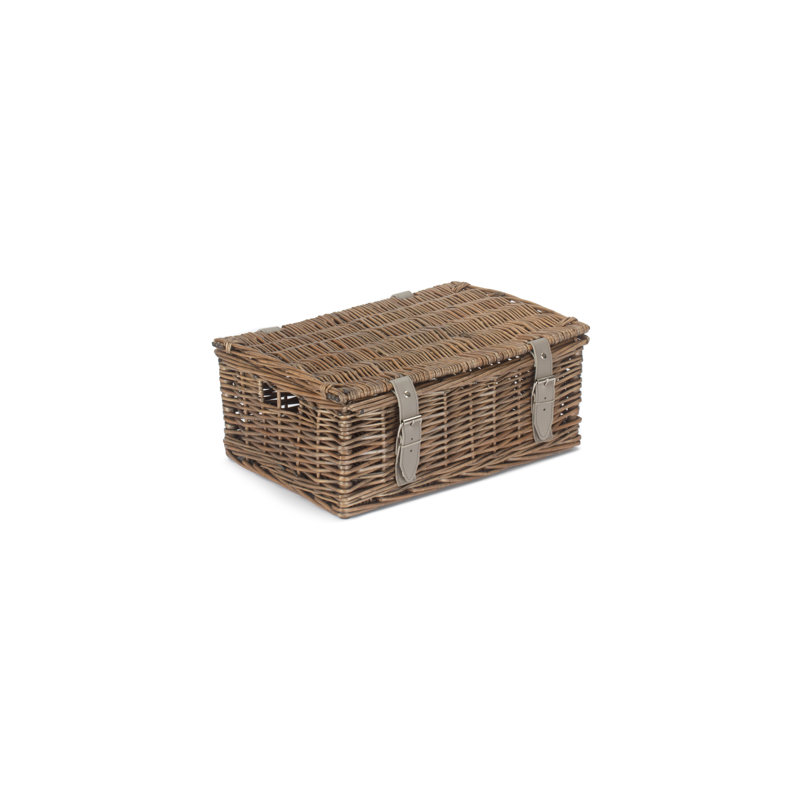 Wicker Hamper Basket, Antique Wash, 15cm H x 36cm W x 26cm D