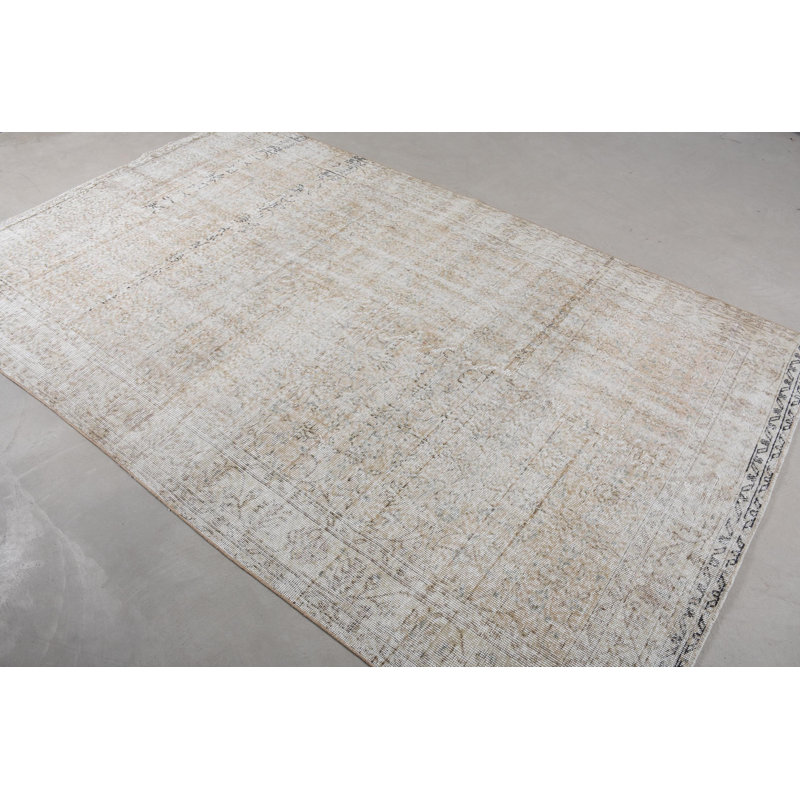 Tapis blanc moderne en laine 70,1 x 109,4 po Modern Patchwork
