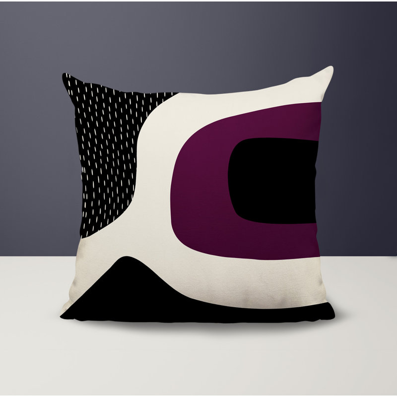 Coussin carré intérieur / extérieur pia, H 19 po x l 19 po, Mauve / noir / blanc cassé