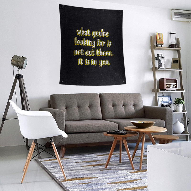 Tapisserie tableau noir quote self confidence quot, Jaune, H 80 po x l 68 po