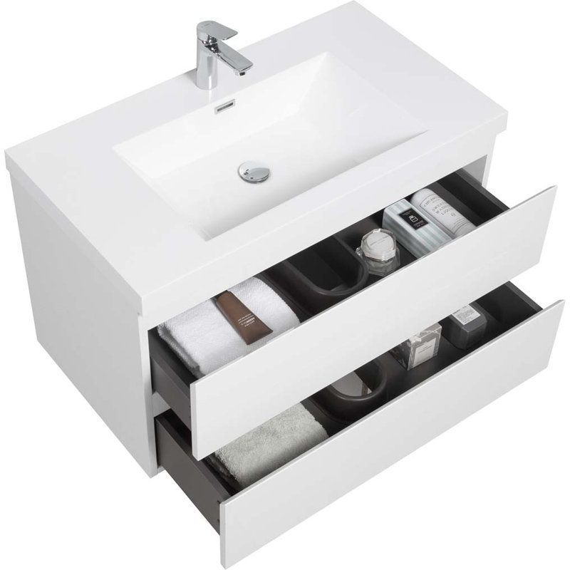 Meuble-lavabo simple 35,43 po avec plateau en résine Anmarie