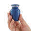 Urne commémorative miniature décorative, bleu et argent