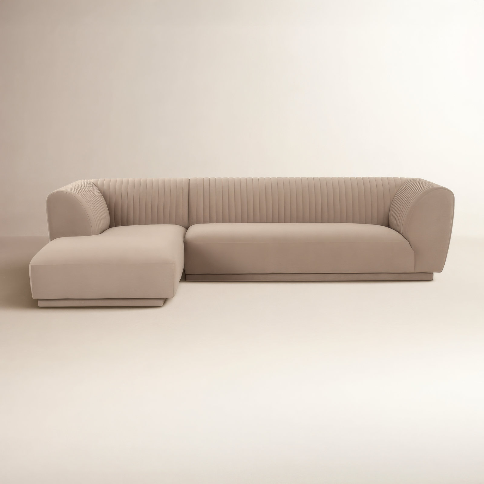 Sidney 117" 2 - Piece Chaise Sectional, Beige Performance Chenille, Left Hand Facing