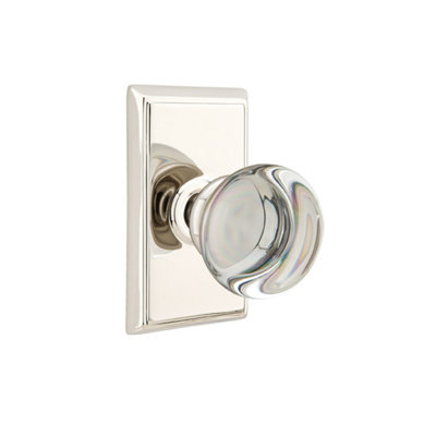 Ensemble de boutons d'intimité Emtek avec rosette rectangulaire et bouton en verre Providence