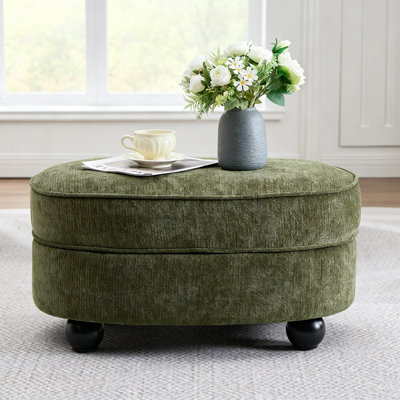30-Inch Oval Storage Ottoman With Flip Coffee Table（Green）