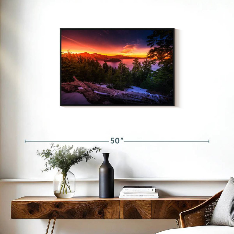 Majestic Crater Lake Sunset, Cadre flottant noir, 31 po x 21 po