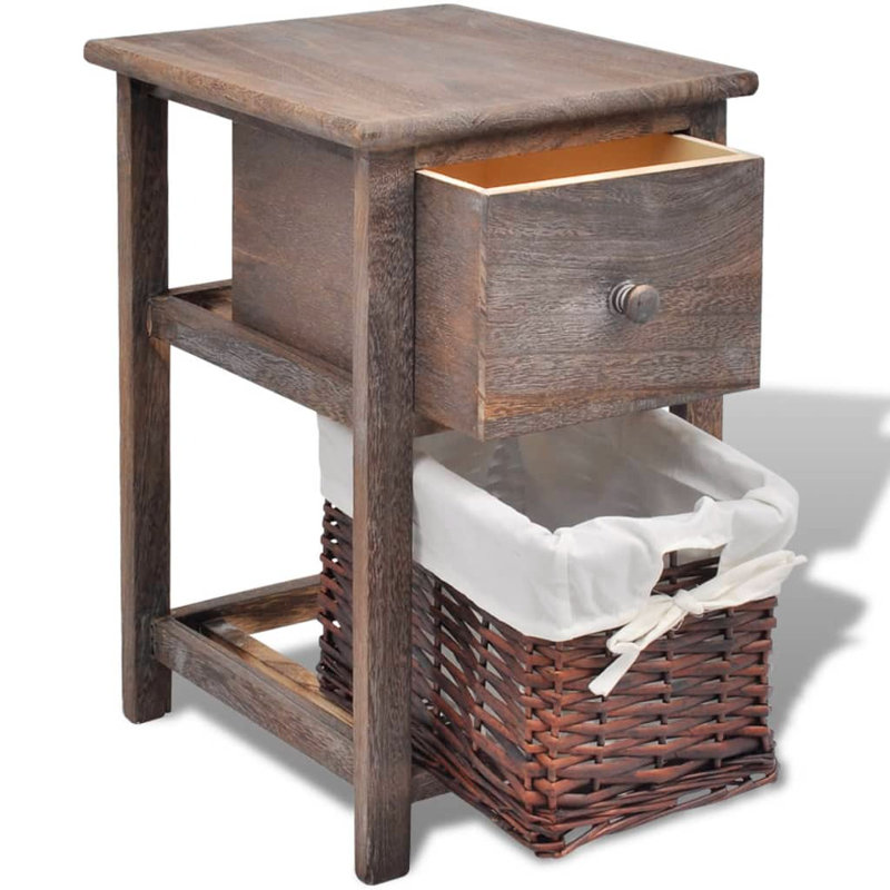 Bridgeview 28cm W Wood Bedside Table, Brown