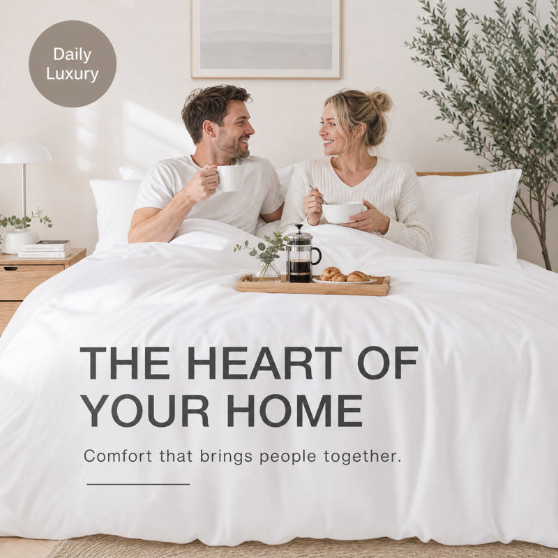 Ensemble de literie en microfibre blanc 4 pièces, ensemble de draps doux grand et très grand avec housse de couette, drap-housse, drap plat et taies d'oreiller pour la chambre à coucher