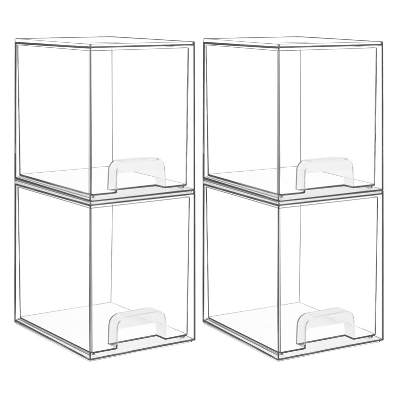 4 Pack Clear Stackable Storage Drawers