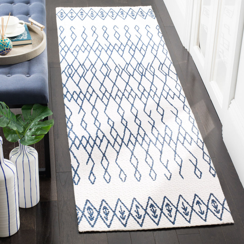 Burrell Cedar Brook Hand Loomed Cotton Geometric Rug, Runner 2'3" x 6'