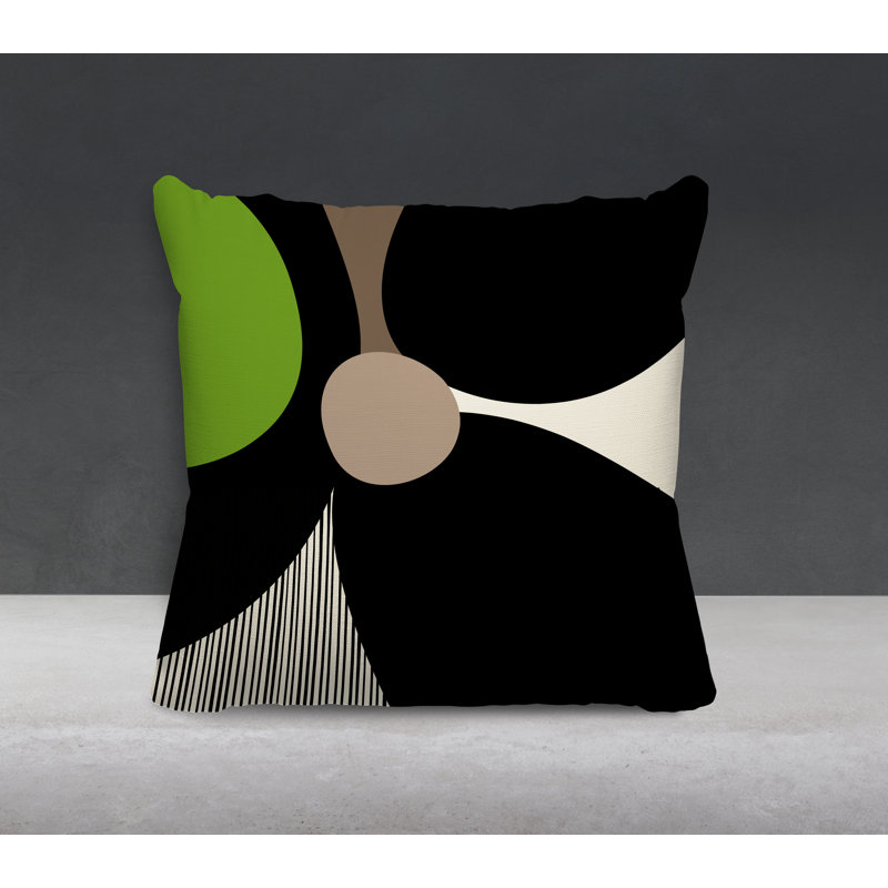 Coussin intérieur / extérieur en polyester filé Lara, 17 po x 17 po, Chartreuse / blanc cassé