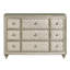 Commode large Willa, 9 tiroirs, faux cristal, velours beige touffeté