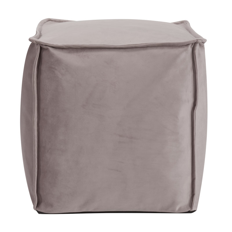 Pouf carré en velours de 20 po de largeur, Velours cendré Bella