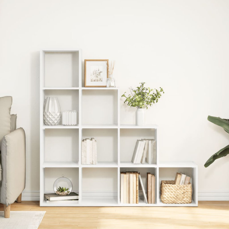 Saphronia Bookcase, (4 Shelves) 131.5cm H x 131.5cm W x 29cm D, White