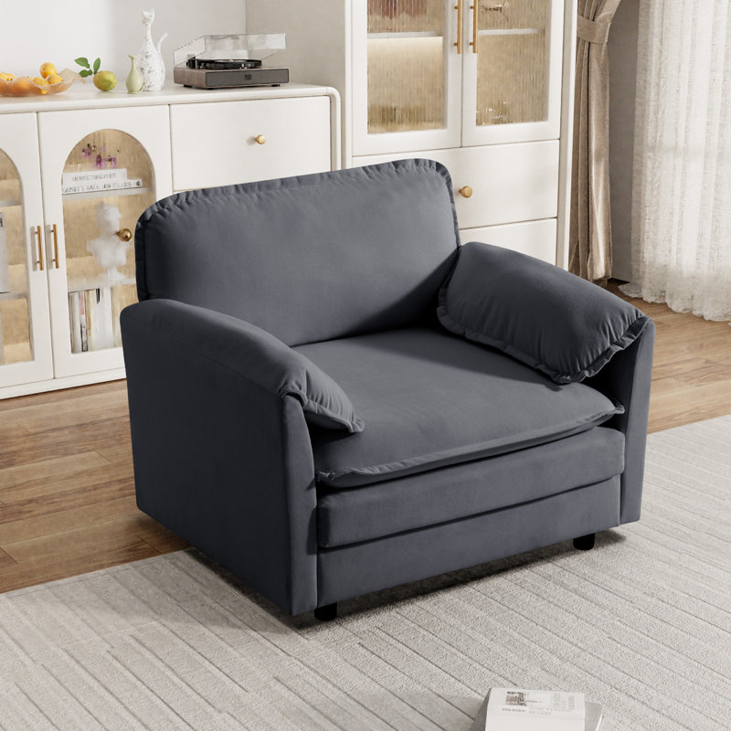 Kariba Upholstered Armchair Single Sofa, Gray Chenille