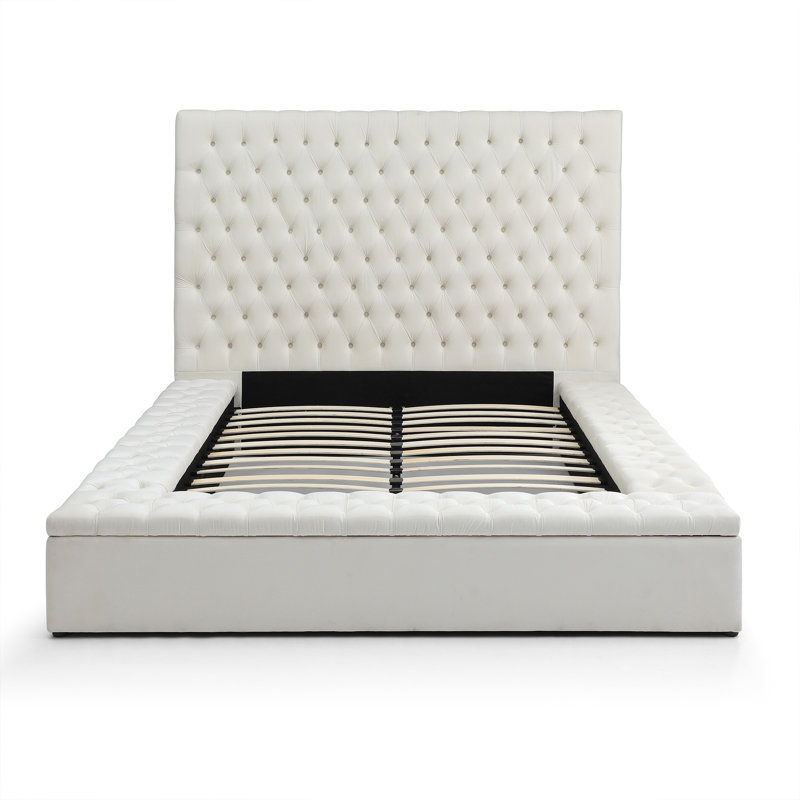 Lit plateforme avec rangement Serenity, Crème, Grand