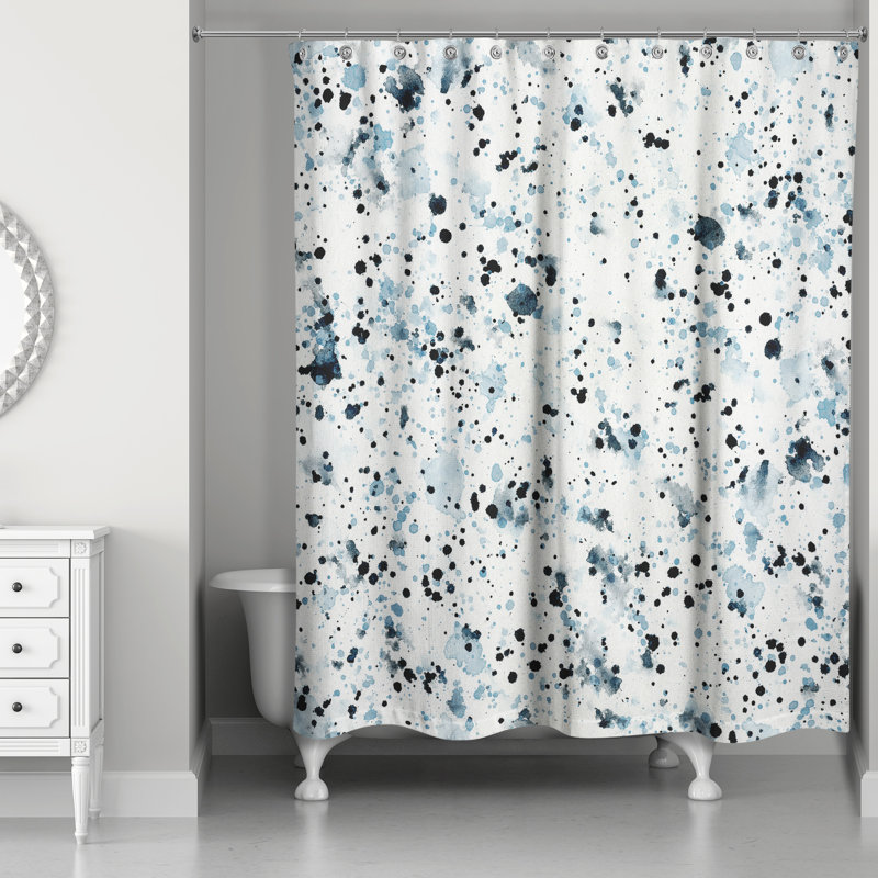 Rideau de douche à pois Romal, Bleu marine