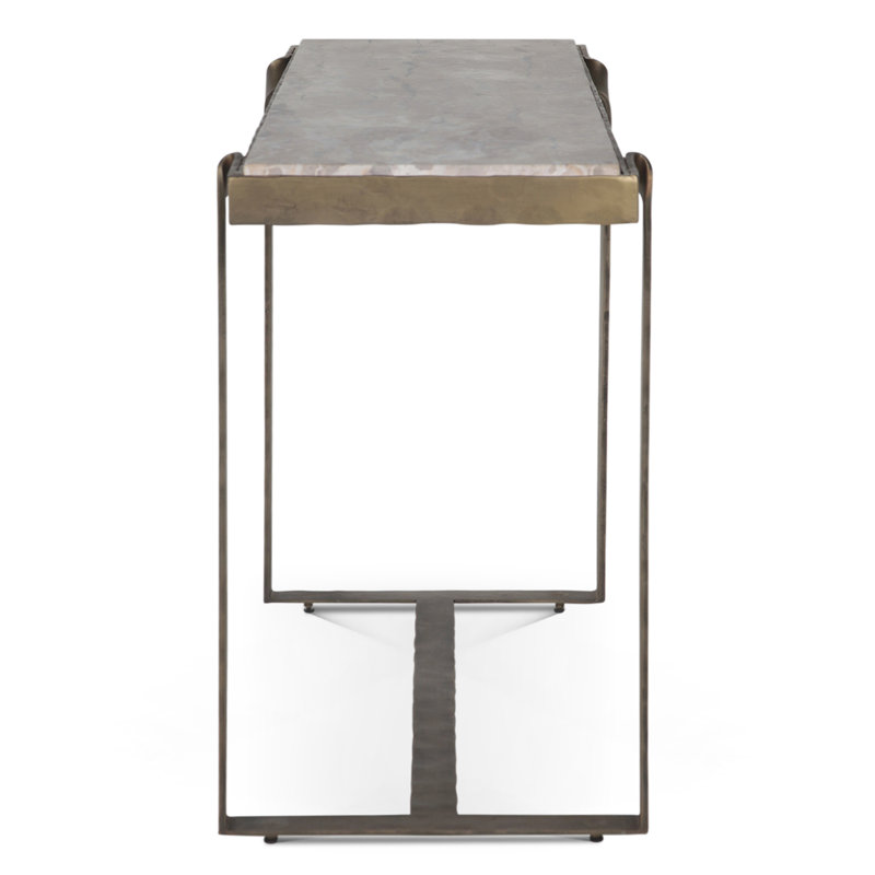 Rhodes 52" Console Table with Capri Beige Marble Top and Antique Brass Base