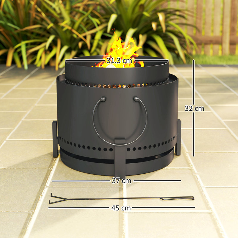 Round Metal Charcoal Smokeless Fire Pit