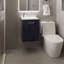 Meuble-lavabo flottant à une porte, avec lavabo en résine et une tablette, rangement pour salle de bain, noir-133420918