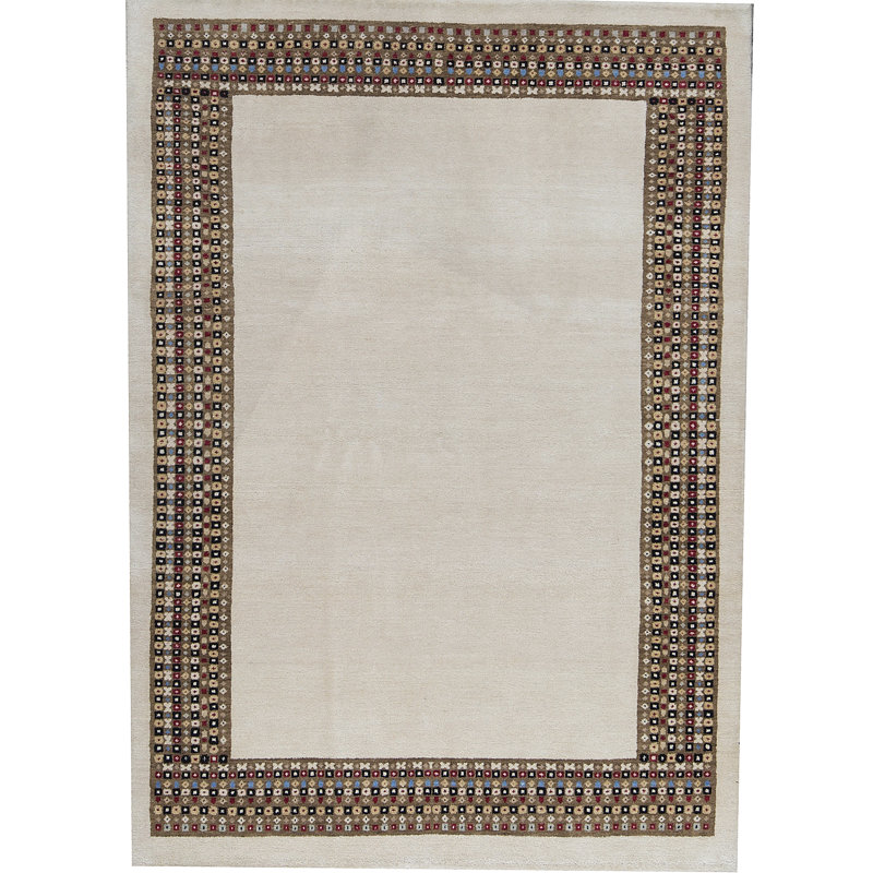 Tapis beige, brun et noir noué à la main de haute qualité
