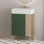 Meuble-lavabo à tablettes ouvertes de 21,6 po avec lavabo en céramique et porte à fermeture douce, armoire de rangement à tablettes ouvertes sur le côté droit, assemblage requis