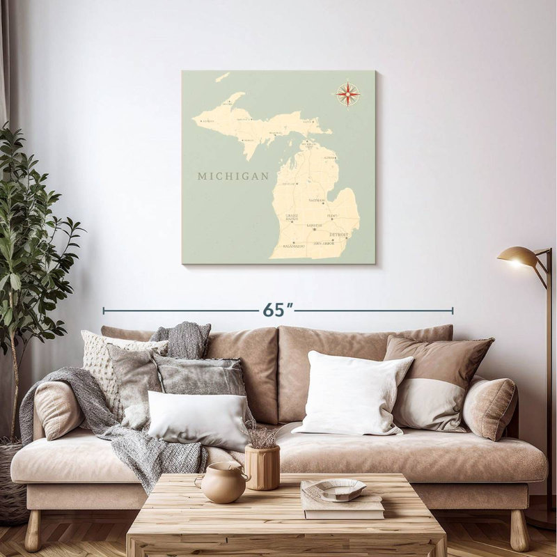 Carte du territoire du Michigan, H 36 po x l 36 po