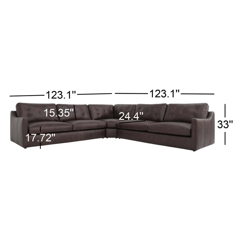 Thurlow Leather Modular 3 - Piece Sectional