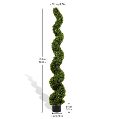 Arbres topiaires en spirale artificiels de 6 pi avec de grands buis verts tordus pour la décoration de jardinière