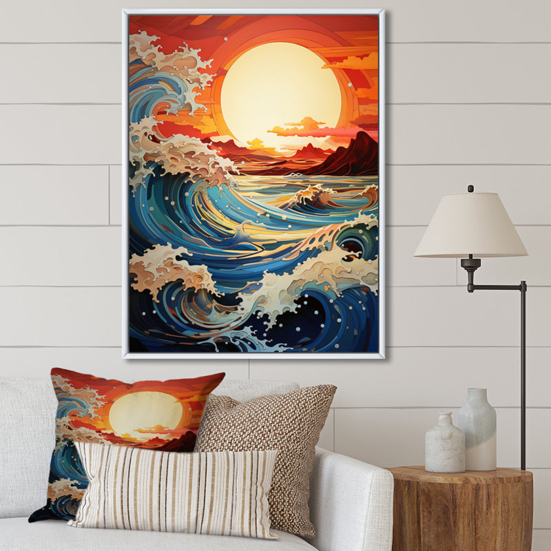Impression sur toile Coastal Sunrise Reflections Papercut I - Paysage et nature, H 40 po x l 30 po x P 1,5 po